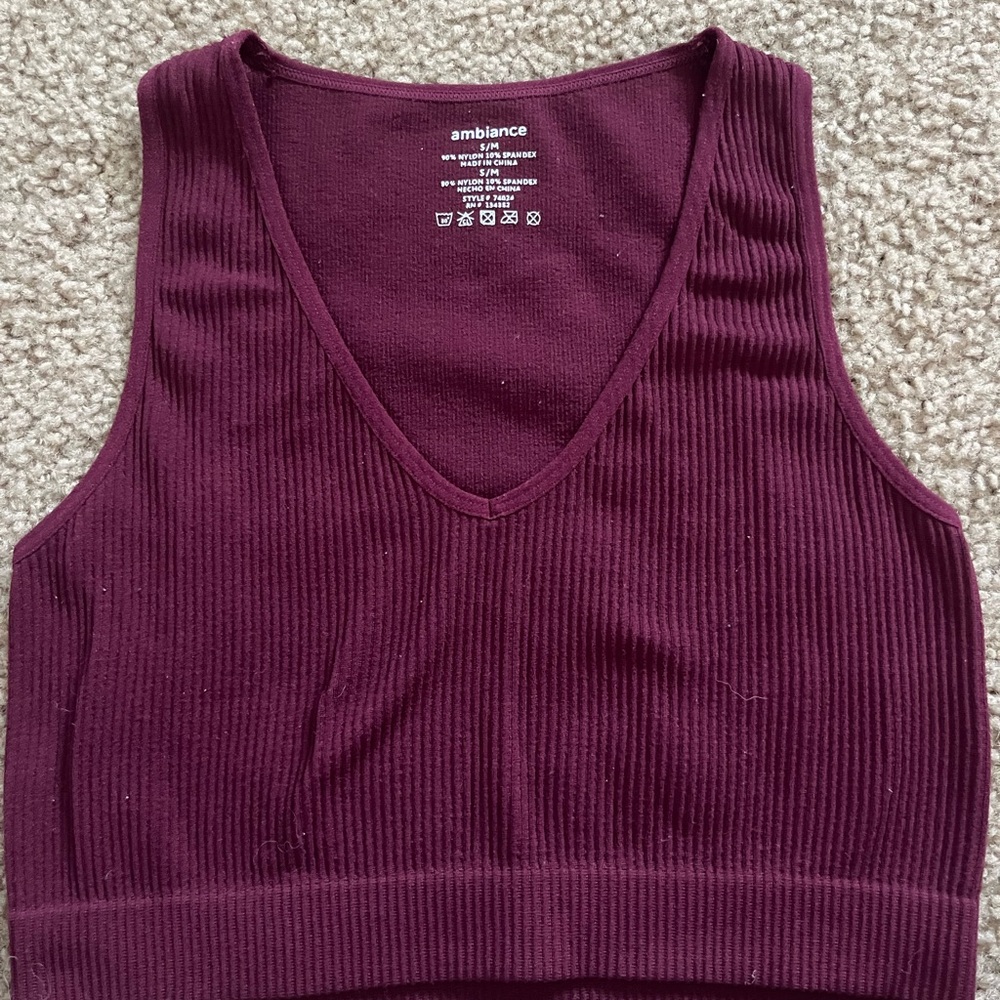 Ambiance Red Ribbed Crop Tank Top